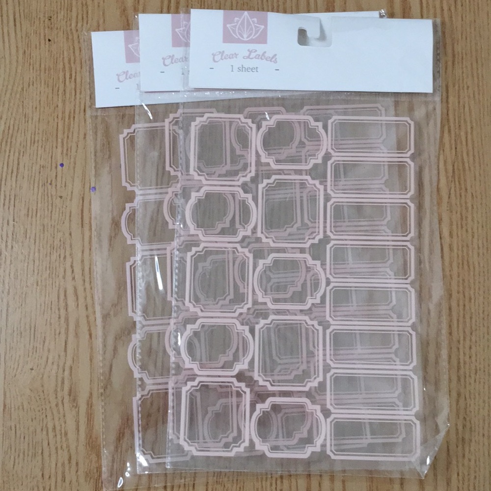 New Bundle Of 3 Clear Light Pink Labels 18 Stickers per Sheet